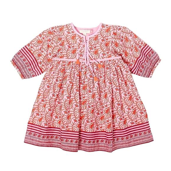 Pink Chicken Floral Pink and Red Casual Dress - Picture 1 of 5